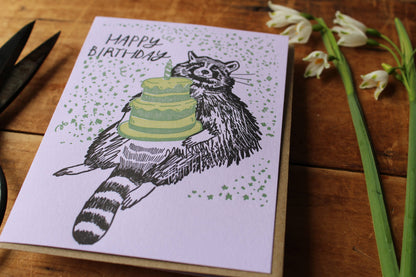 Birthday Raccoon card