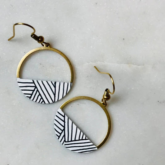 Crescent Hoop Earrings: Hatchmark