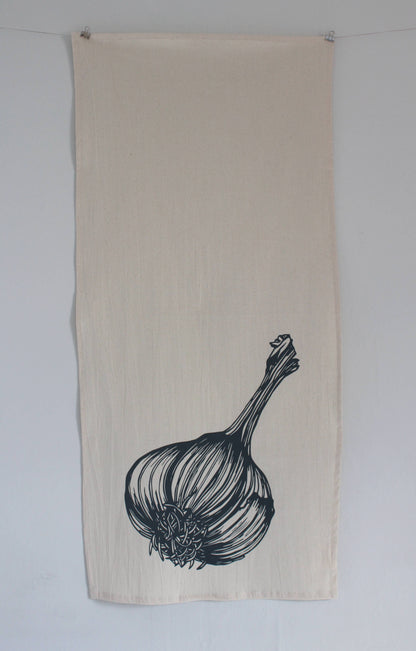 Garlic Tea Towel (black)