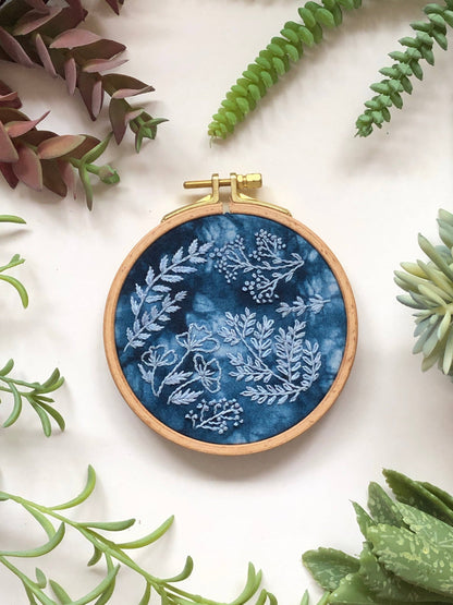 Cyanotype Forage beginner embroidery kit