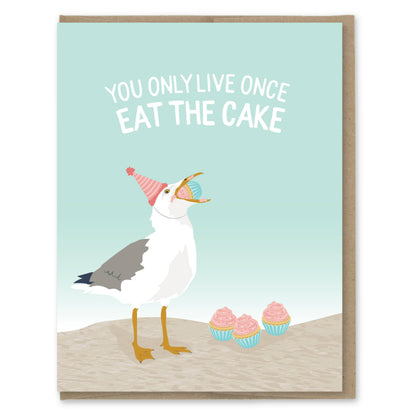 Eat the Cake Funny Birthday Card