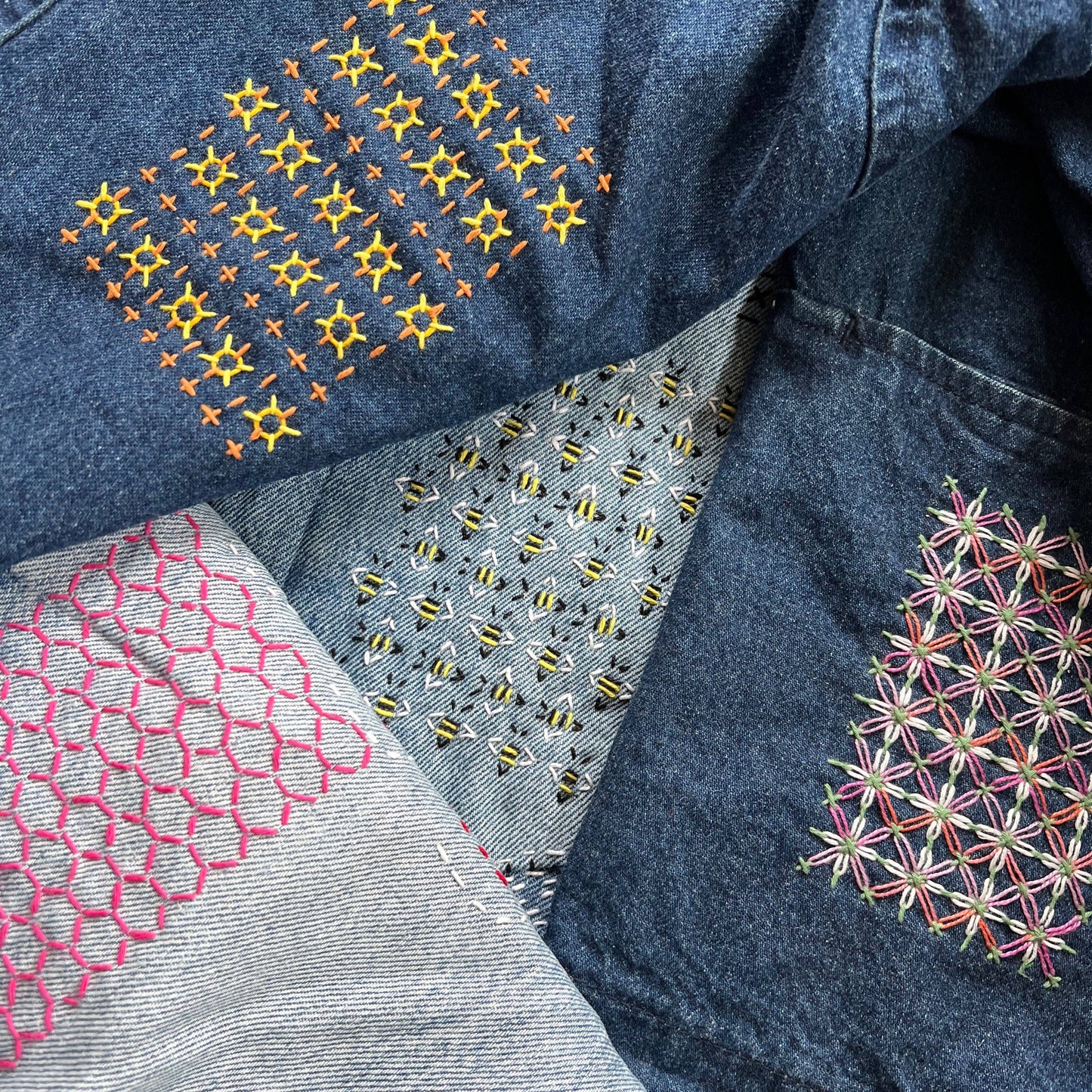 Stick and stitch sashiko transfers (set #7 gold)