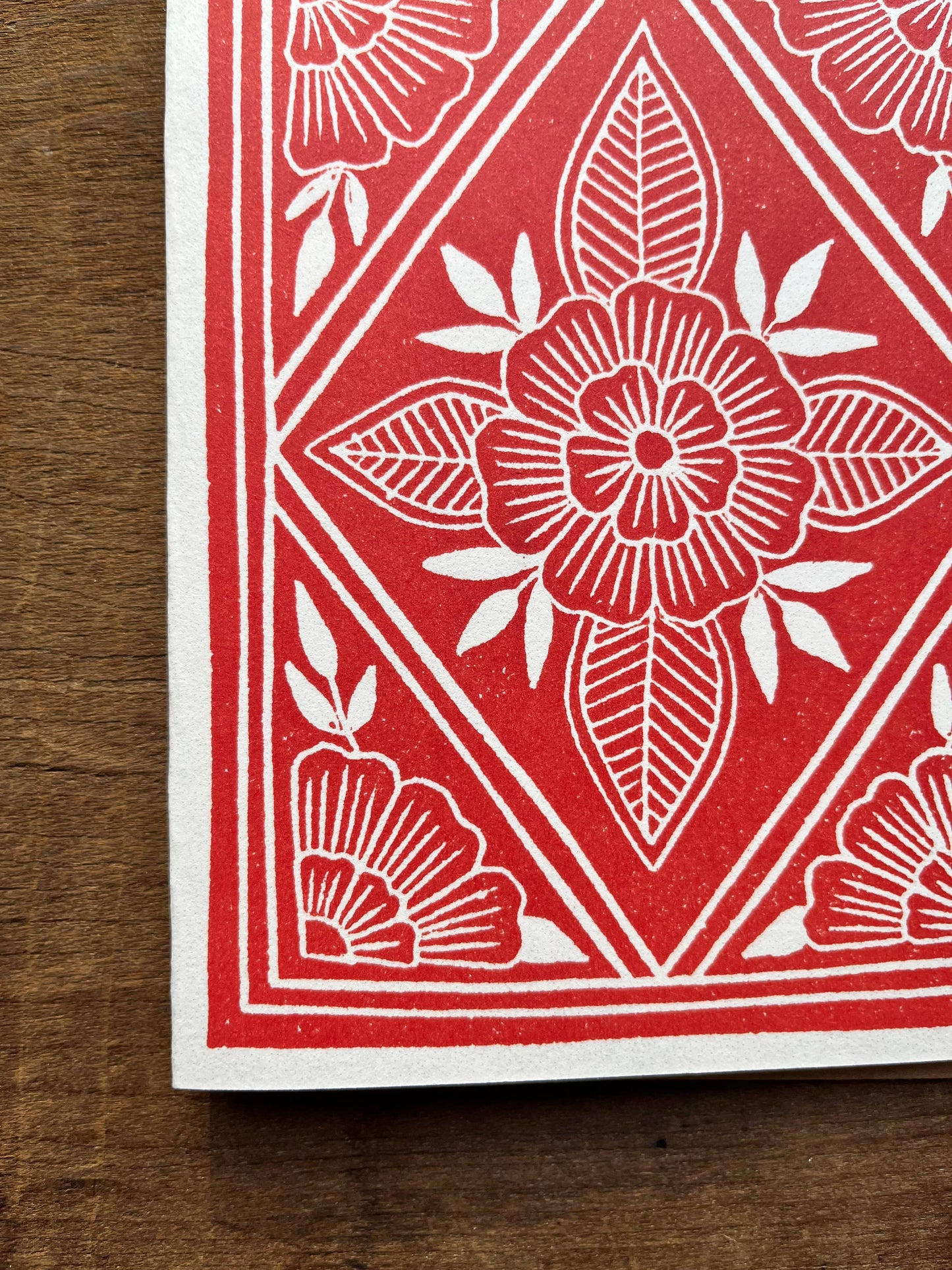 block printed floral card