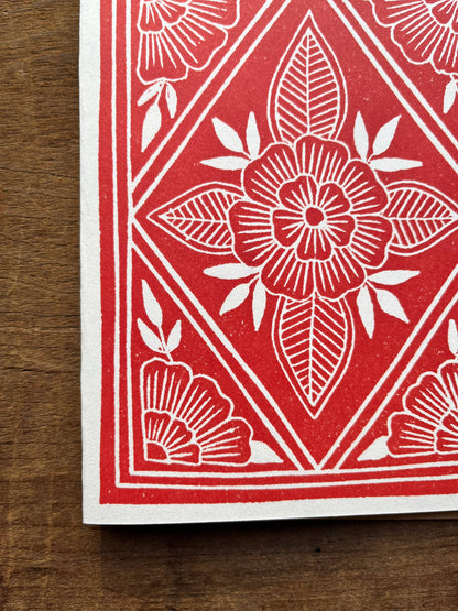 block printed floral card