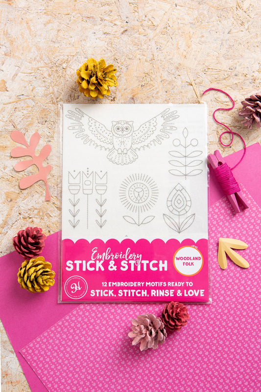 Woodland Folk stick & stitch embroidery set