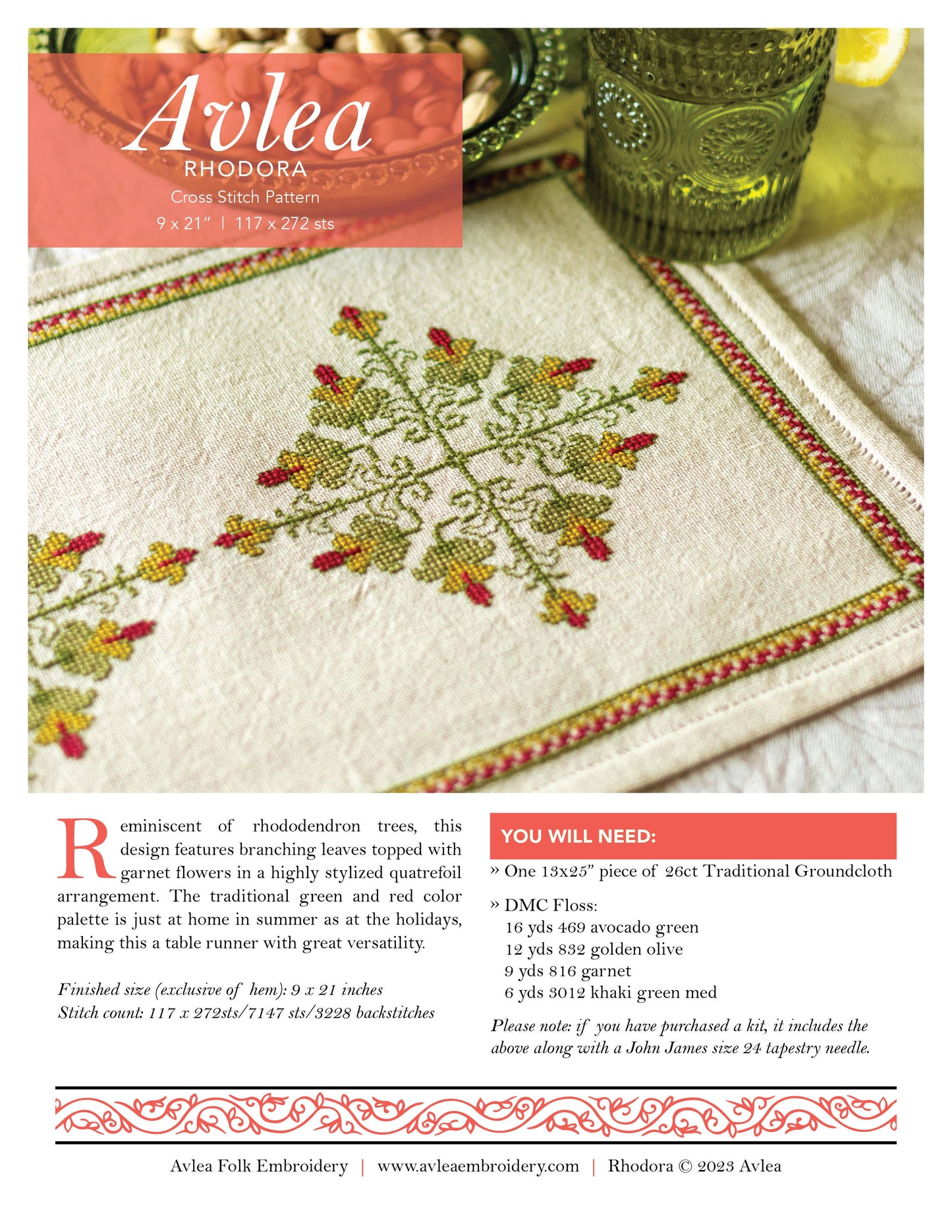 Rhodora cross stitch kit