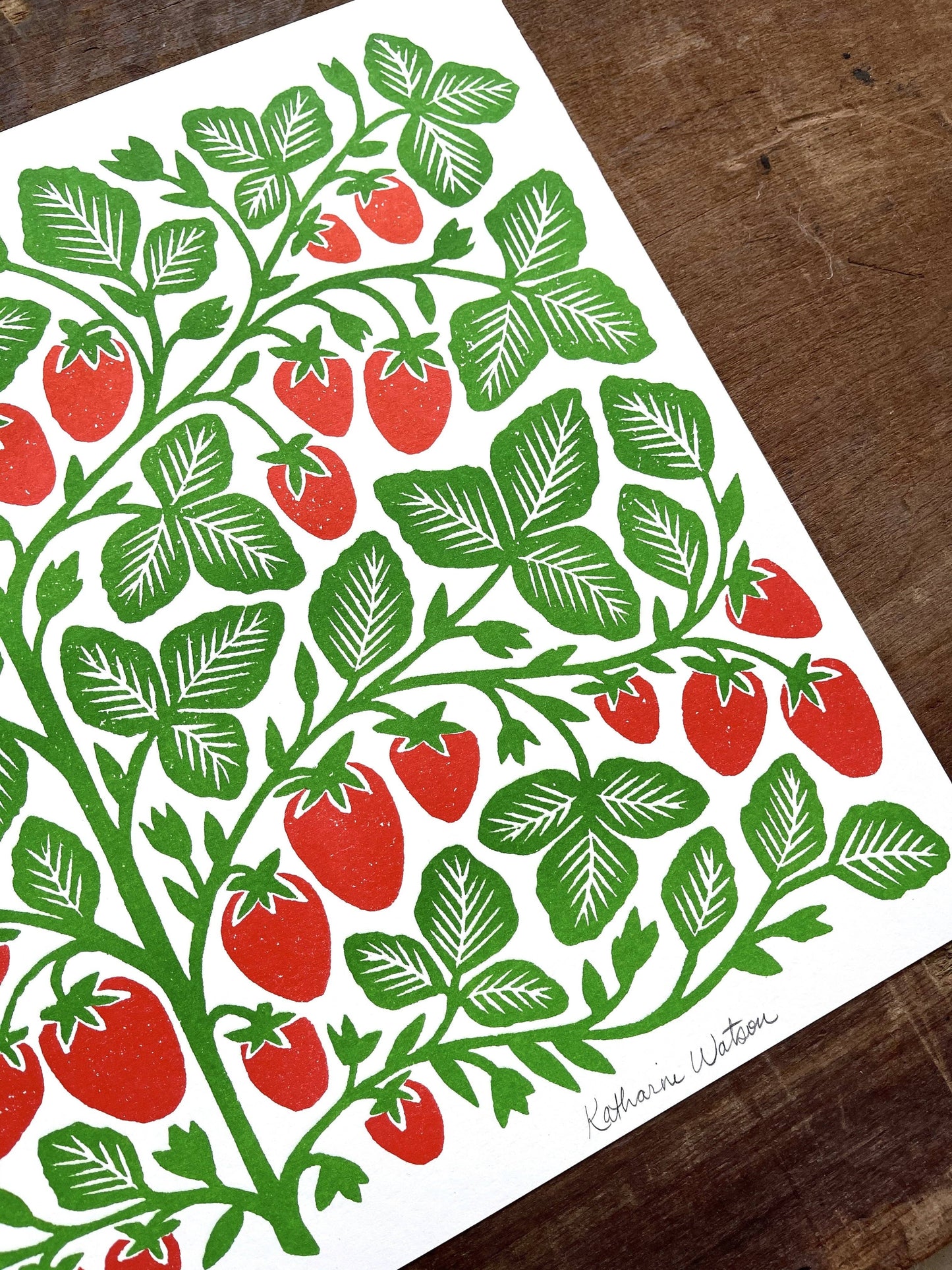 Garden Series: Strawberry Risograph Print, GRP-6