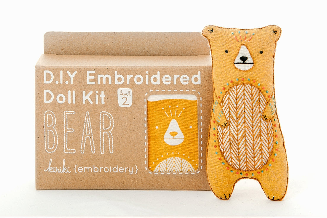 Embroidered animal doll kits