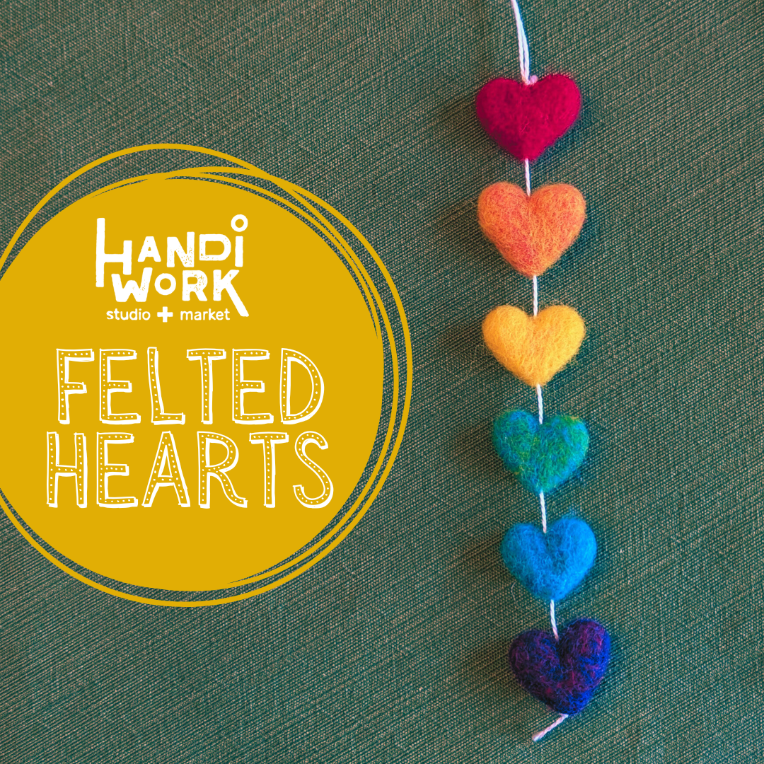 Felted Hearts on a String