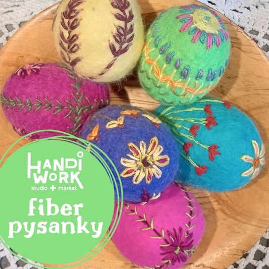 Embroidered pysanky (Ukrainian Easter eggs)