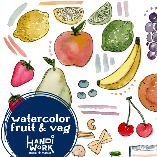 Watercolor Fruit + Veg