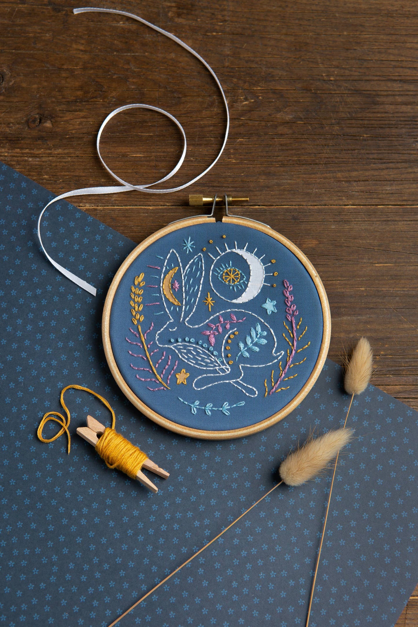 Celestial Hare mini embroidery kit