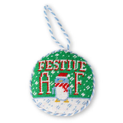 Festive AF needlepoint ornament – Handiwork