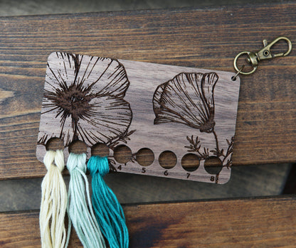 Poppy walnut embroidery floss organizer