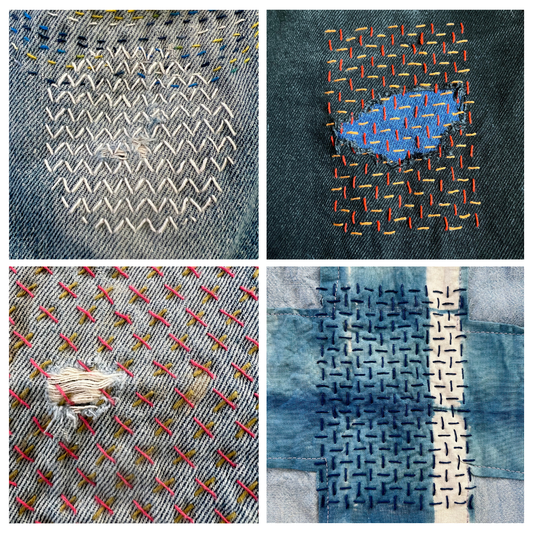 Stick and stitch sashiko transfers (set #10 cream fiber arts)