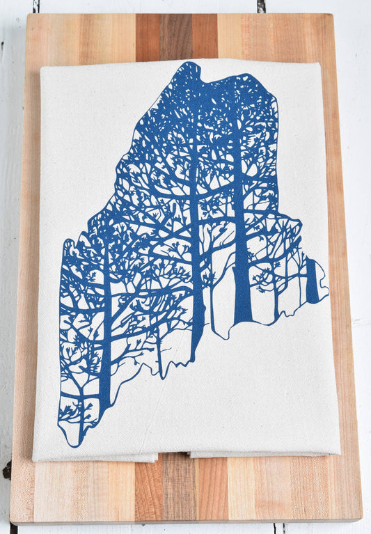 Maine Trees Tea Towel (navy)