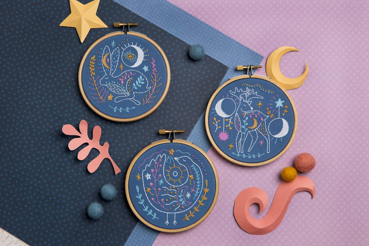 Celestial Hare mini embroidery kit