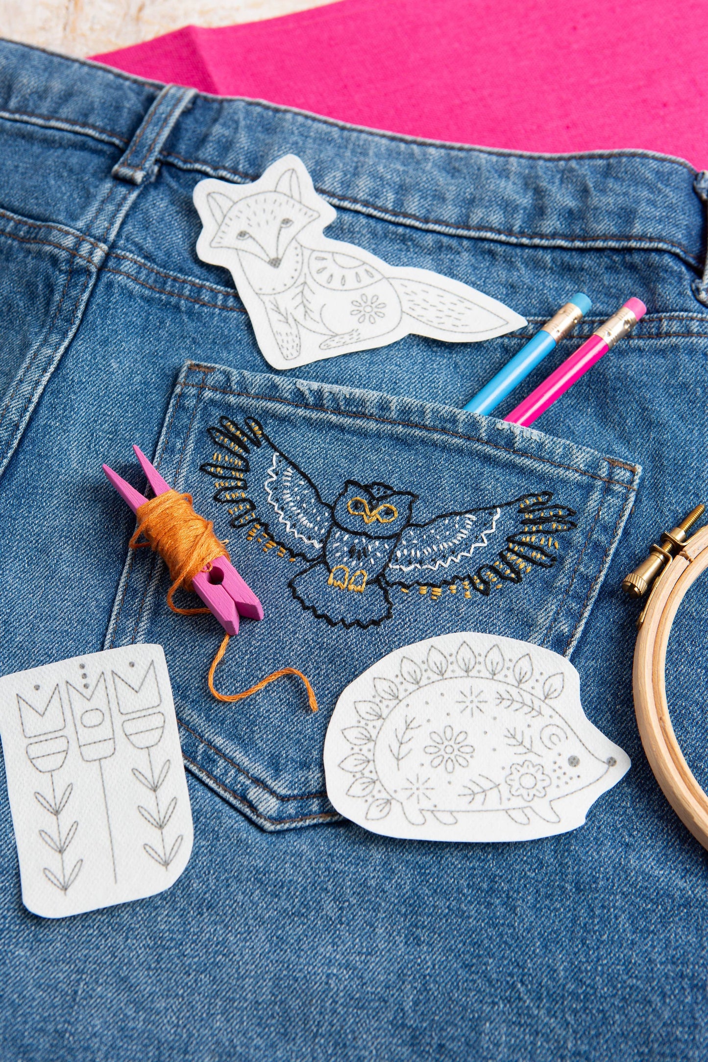 Woodland Folk stick & stitch embroidery set