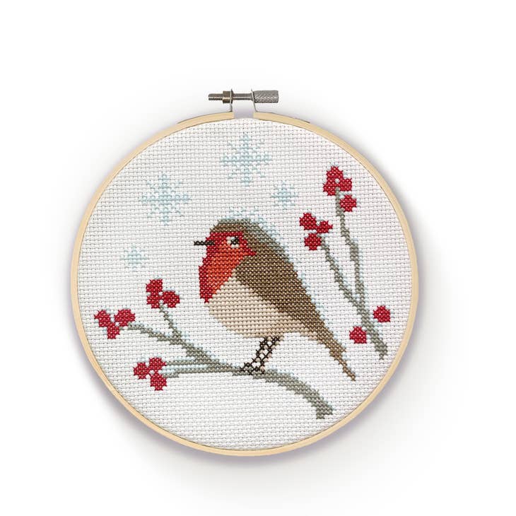 Winter Life cross stitch hoop kits