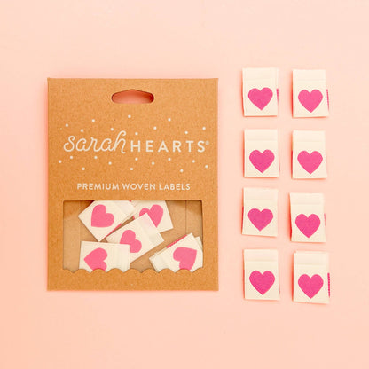 Pink Heart woven maker labels