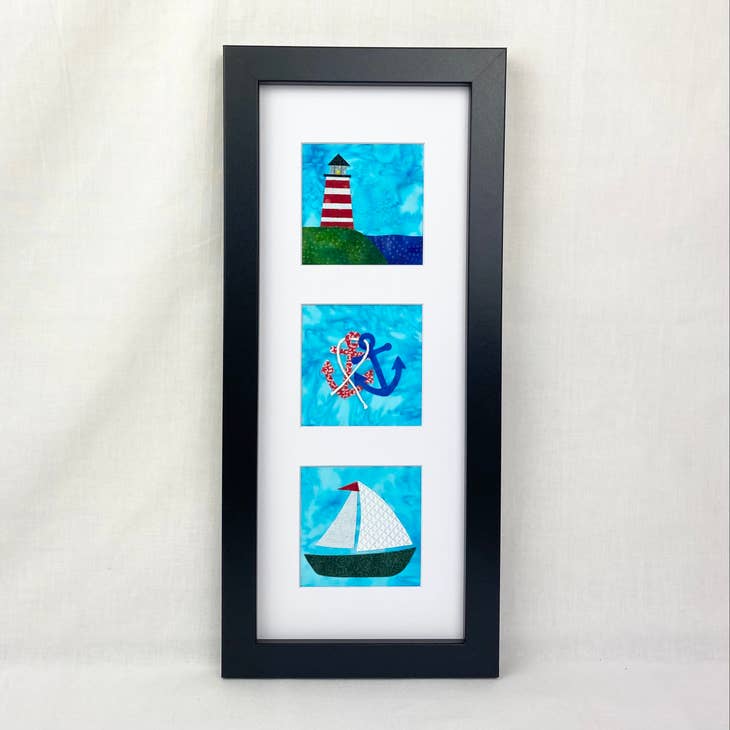 Framed fabric collage