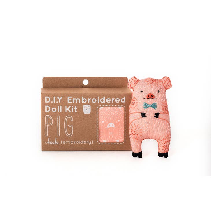 Embroidered animal doll kits