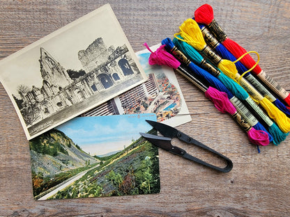 A Stitch in Time: embroidering postcards