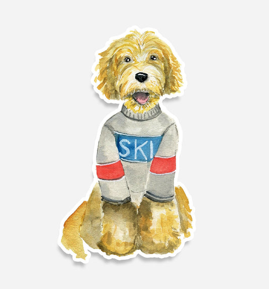 ski dog sticker